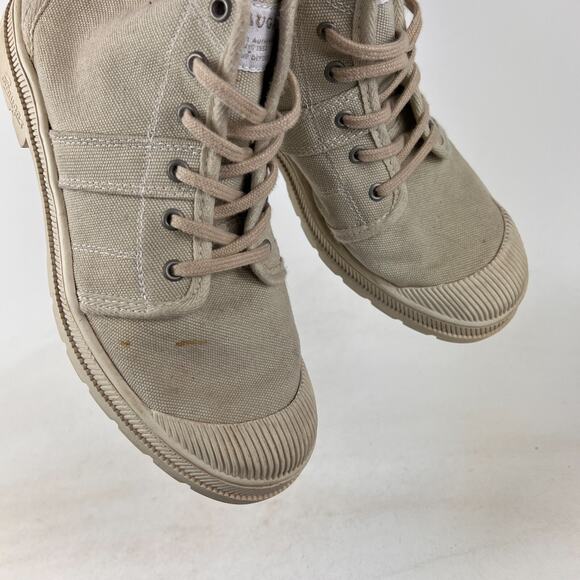 Pataugas canvas high top mens size 7 tan minimalist athletic sneakers shoes - Picture 10 of 12